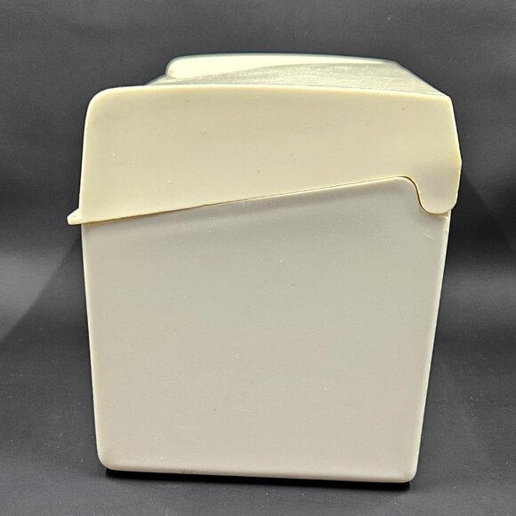VTG 1970s Retro Flowers Beige Plastic Flip top Recipe Card Box ✨HP✨ - Picture 4 of 7